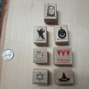 Set of 7 School Teacher Stampin' Up Unused Rubber Stamps Halloween Religion Love